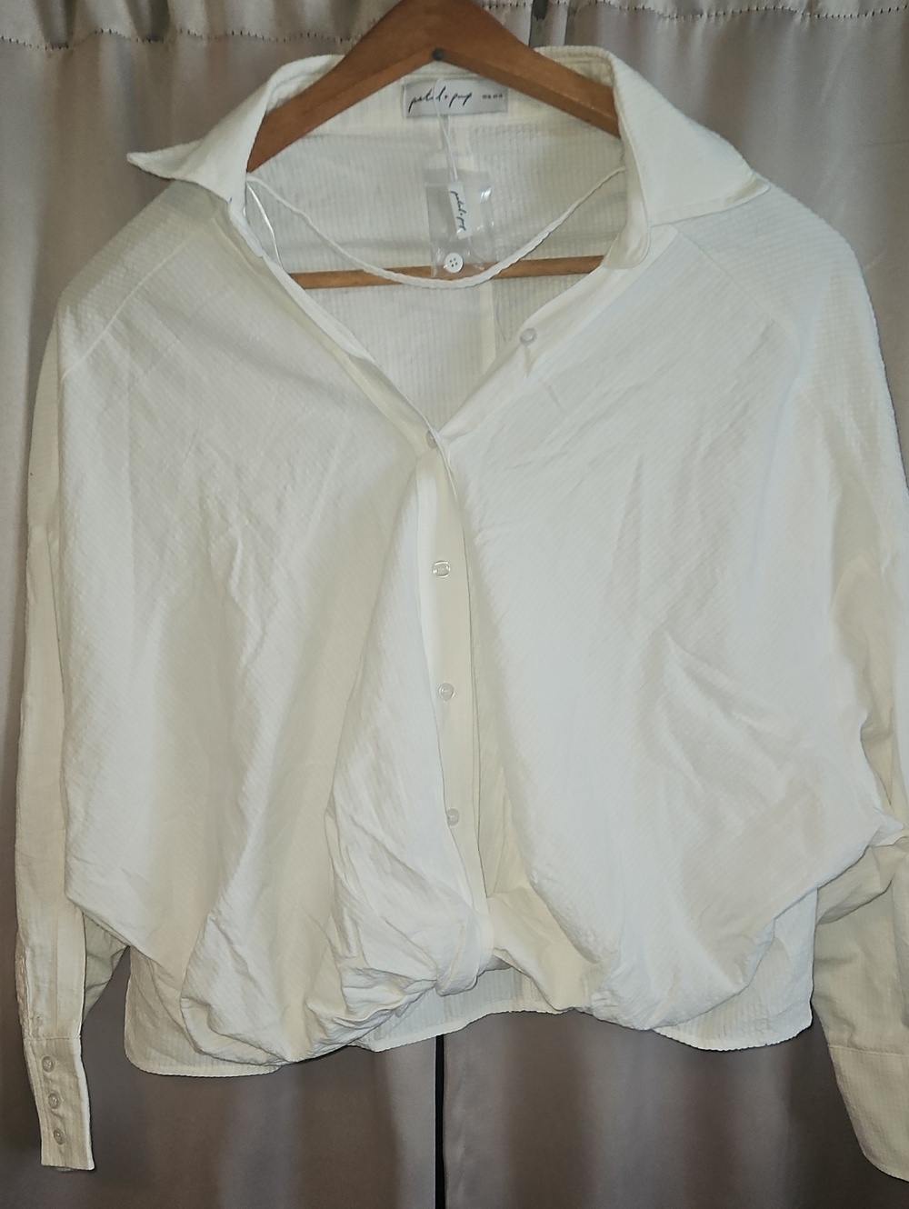 White Flowy Boho oversized button-front women's top